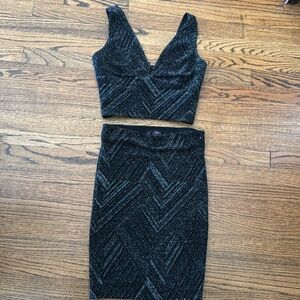 Aqua 2 piece metallic fitted spandex  set